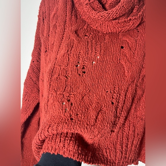 Free People Shades of Dawn Pullover Sweater Cowl Neck Slouchy Cable Knit Large - Picture 4 of 9
